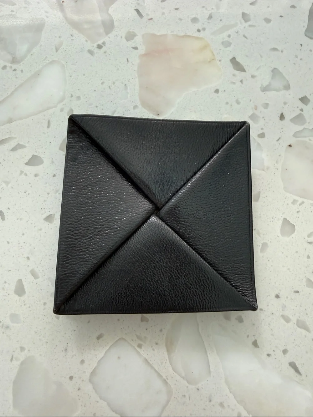 Hermes Black Zulu Pyramid-Fold Leather coin pouch